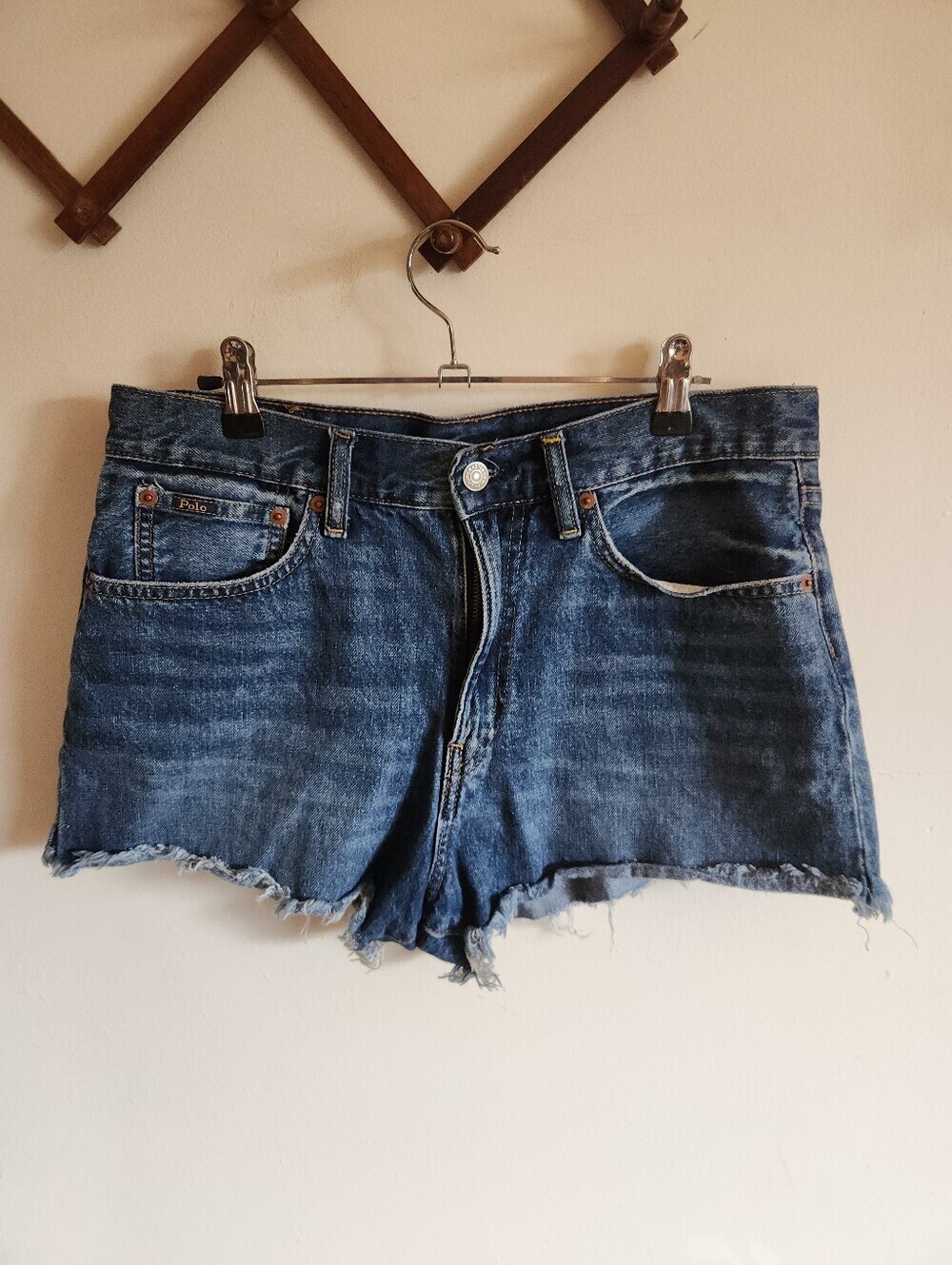 Polo Ralph Lauren Dark Blue Denim Cutoff Shorts Raw Hem Medium 28